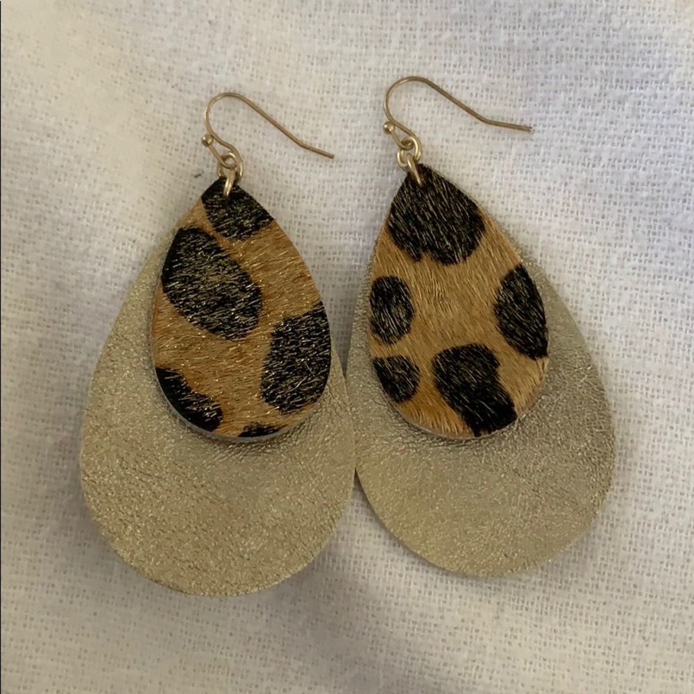 Gold and cheetah print earrings!